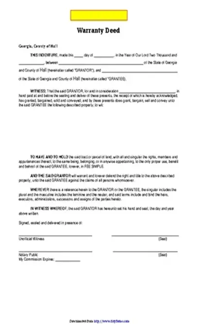 Georgia Warranty Deed Form