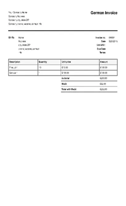 German Invoice Template