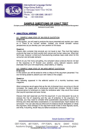 Gmat Sample Questions Template 3