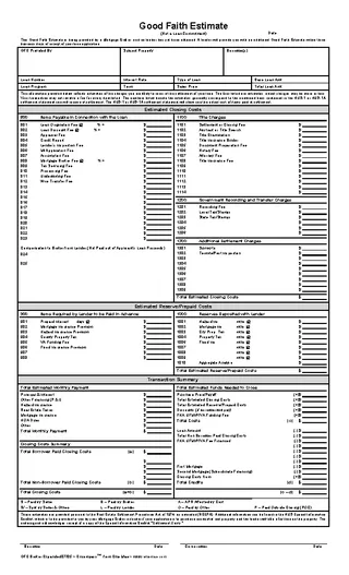 Good Faith Blank Estimate Template Pdf Printable Download