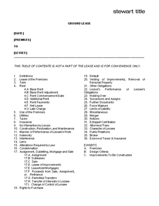 Ground Lease Template