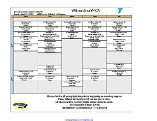 Group Exercise Class Schedule