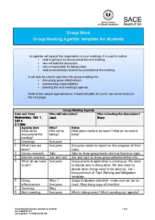 Group Meeting Agenda Template