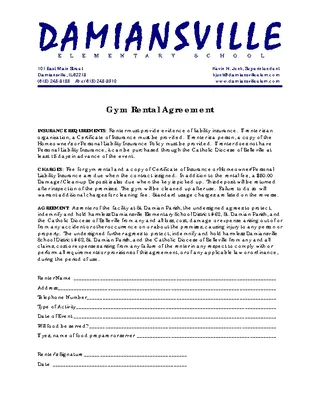 Gym Rental Agreement Contract Template Pdf Printable