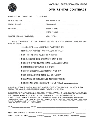 Gym Rental Contract Template Pdf Format Download