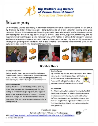 Halloween Party Newsletter