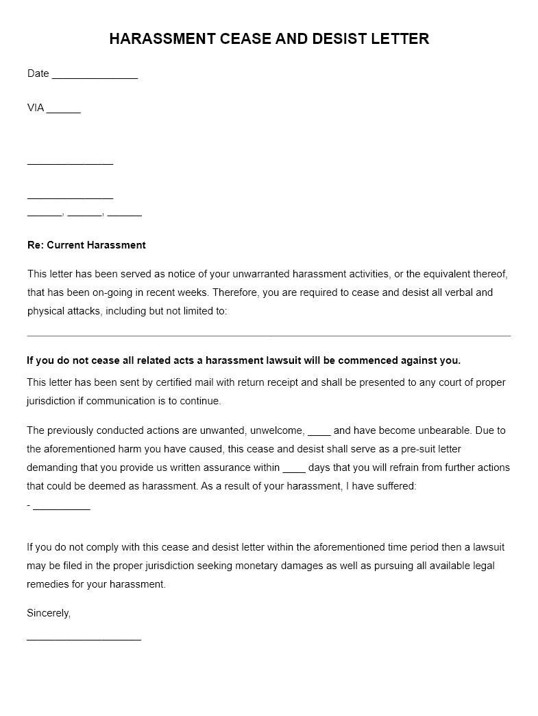 Harassment cease and desist letter thumbnail large