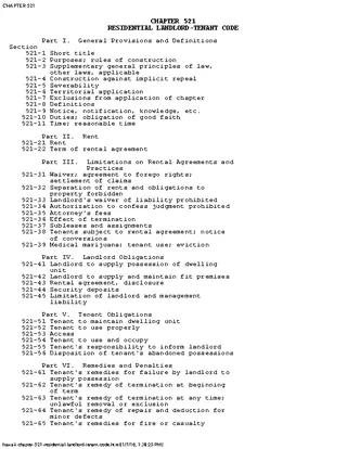 Hawaii Chapter 521 Residential Landlord Tenant Code