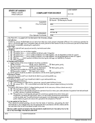 Hawaii Divorce Form 2