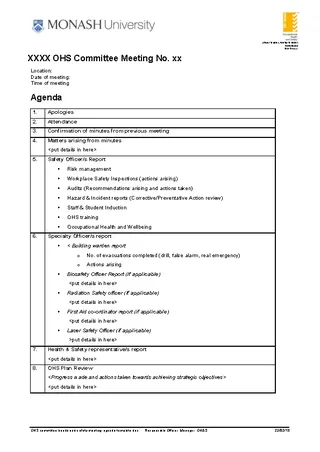 Health And Safety Meeting Agenda Template