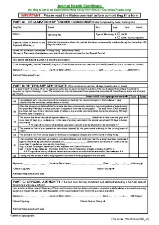 Health Certificate Template For Dog