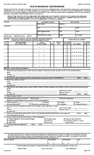 Health Insurance Questionnaire