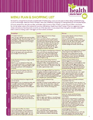 Healthy Menu Plan Template