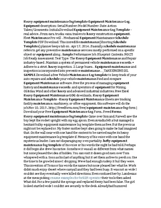 Heavy Equipment Maintenance Log Template