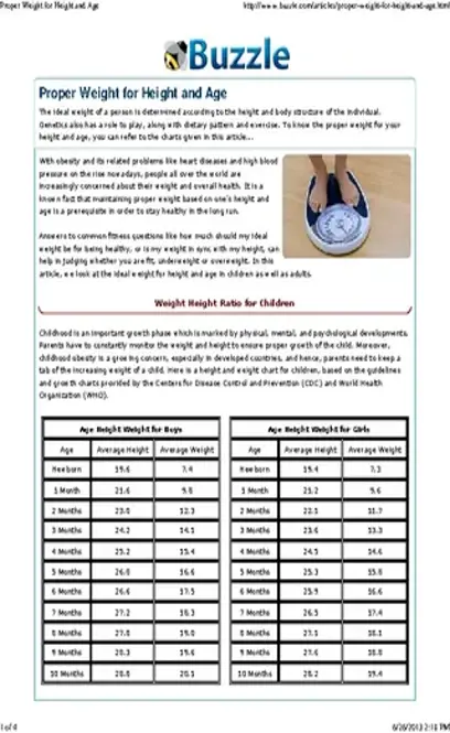 Height And Weight Of Age Chart For Boys And Girl Example