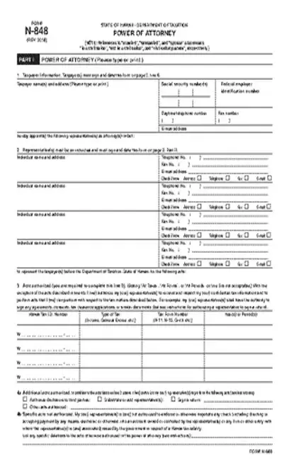 Hi Tax Power Of Attorney Form N 848