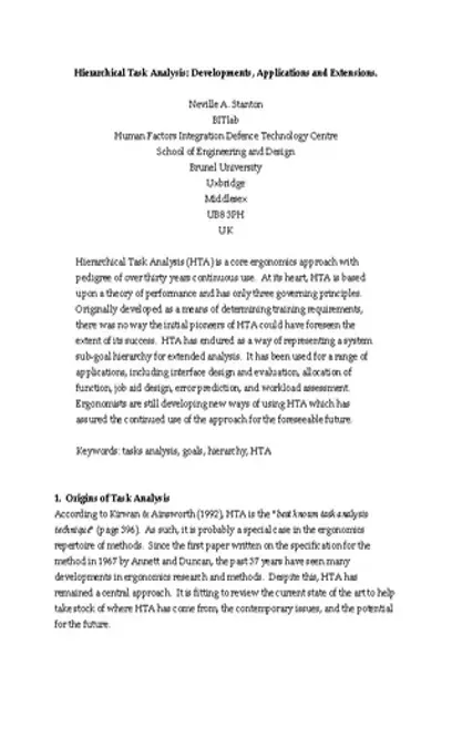 Hierarchical Task Analysis Of Applications And Extensions Pdf Format