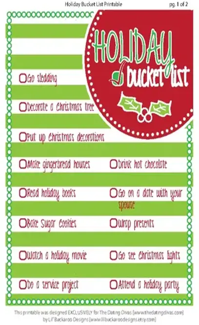 Holiday Bucket List Template