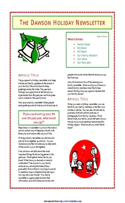 Holiday Newsletter Template 2