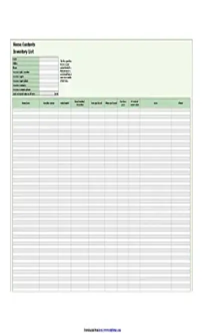 Home Inventory Spreadsheet