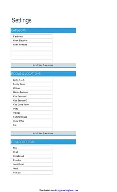 Home Inventory Template