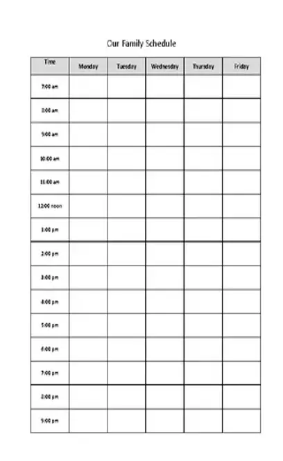 Home School Daily Schedule Template