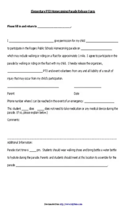 Homecoming Permission Slip Examples