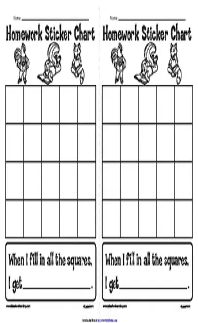 Homework Sticker Chart