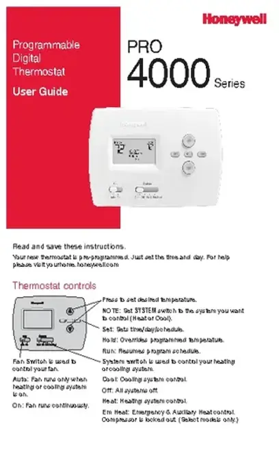 Honeywell Owners Manual Sample