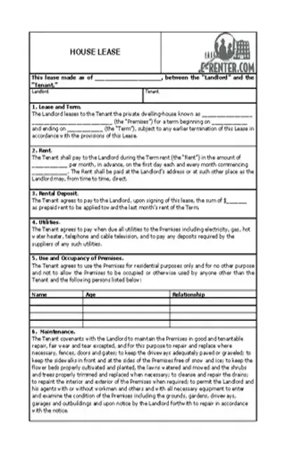 House Rental Lease Template 1