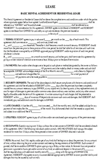 House Rental Lease Template