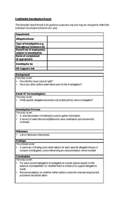 Hr Investigation Report Template