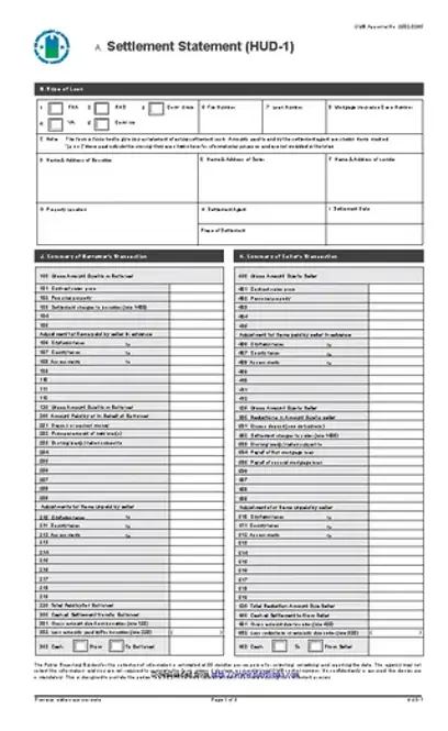 Hud 1 Settlement Statement