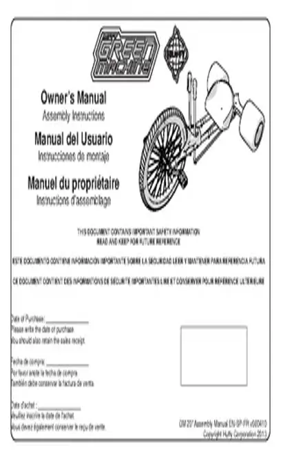 Huffy Owners Manual Sample