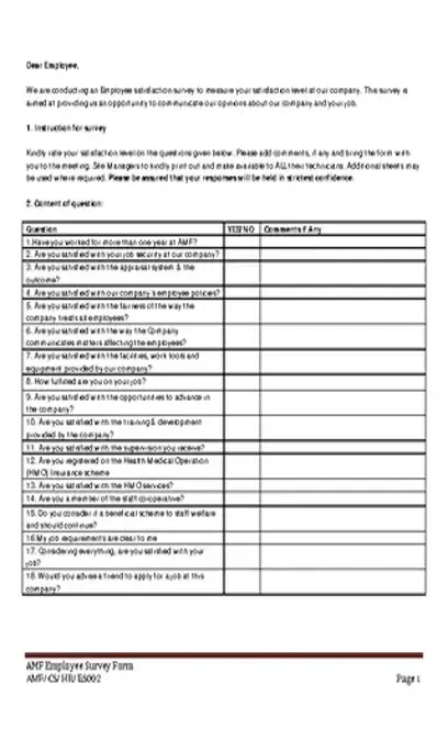 Human Resource Survey Form