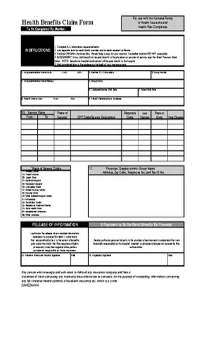 Humana Medical Claim Form