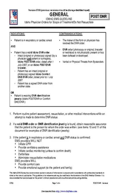 Idaho Do Not Resuscitate Form