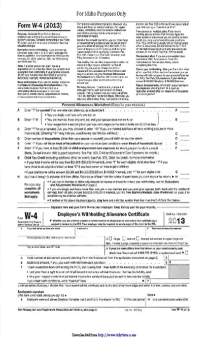 Idaho Form W 4 2013