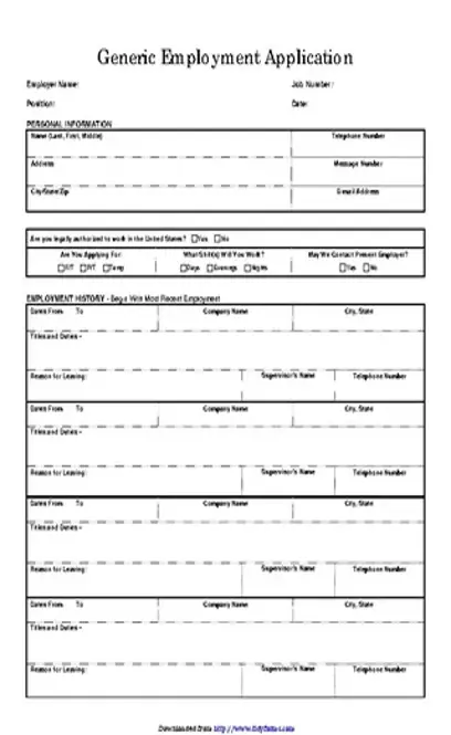 Idaho Generic Employment Application