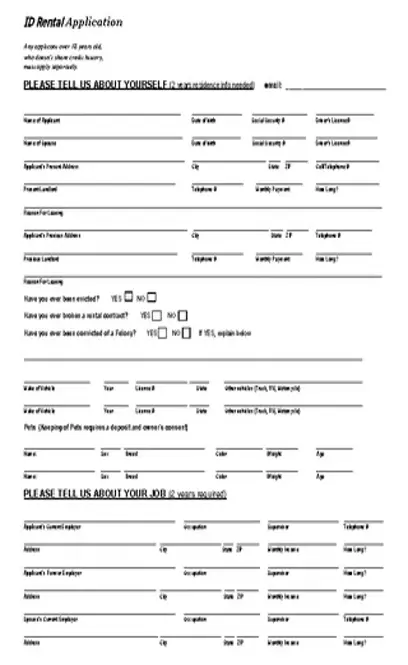 Idaho Rental Application Form