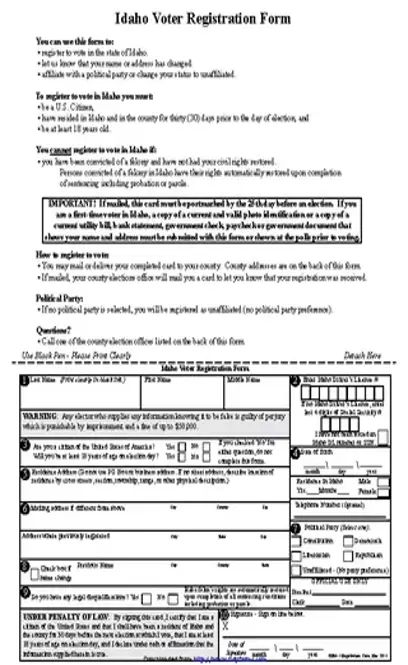 Idaho Voter Registration Form