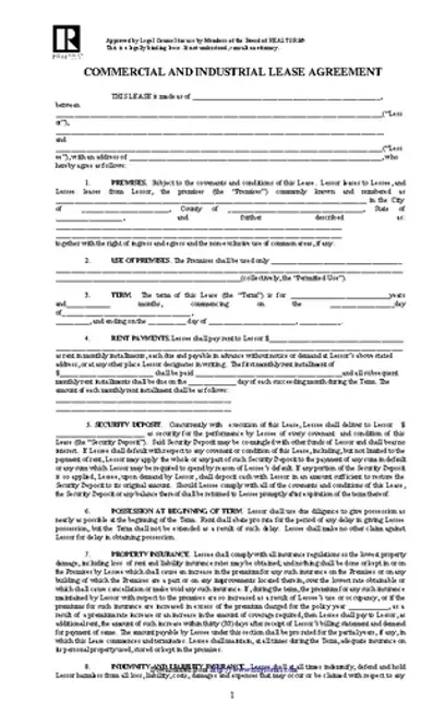 Illinois Commercial Industrial Lease Agreement Template