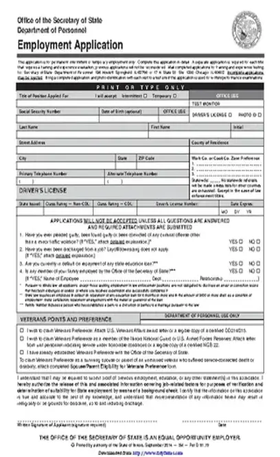 Illinois Employment Application