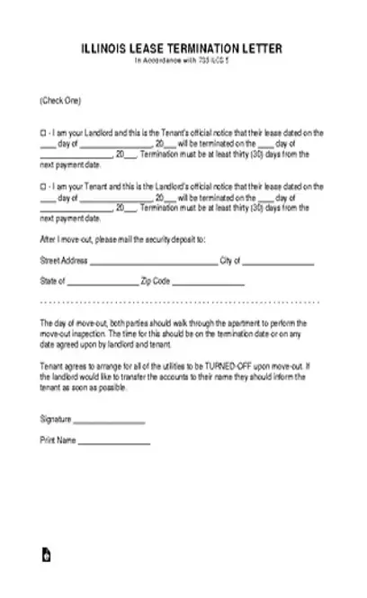 Illinois Lease Termination Letter Form