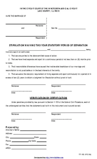 Illinois Separation Agreement Template