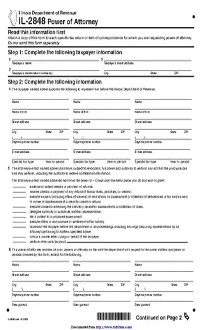 Illinois Tax Power Of Attorney Form