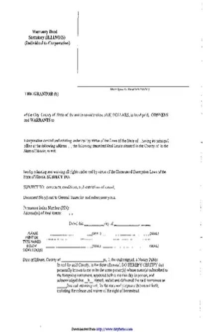 Illinois Warranty Deed Statutory Individual To Corporation