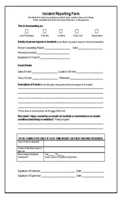 Incident Report Form Template Word