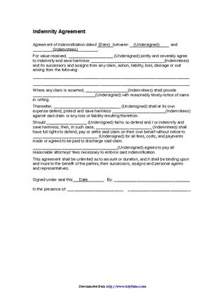 Indemnity Agreement 1