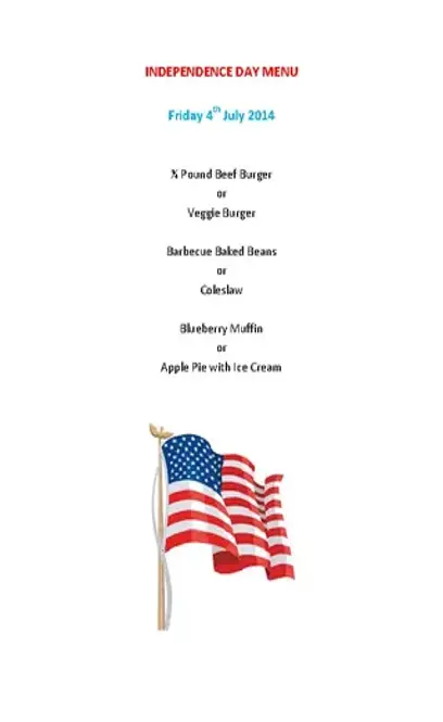 Independence Day Menu